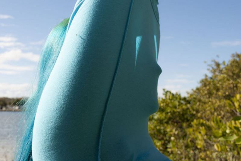 Неформалка с синими волосами разделась у деревьев на пляже 2 фото Неформалка с синими волосами разделась у деревьев на пляже 2 фото